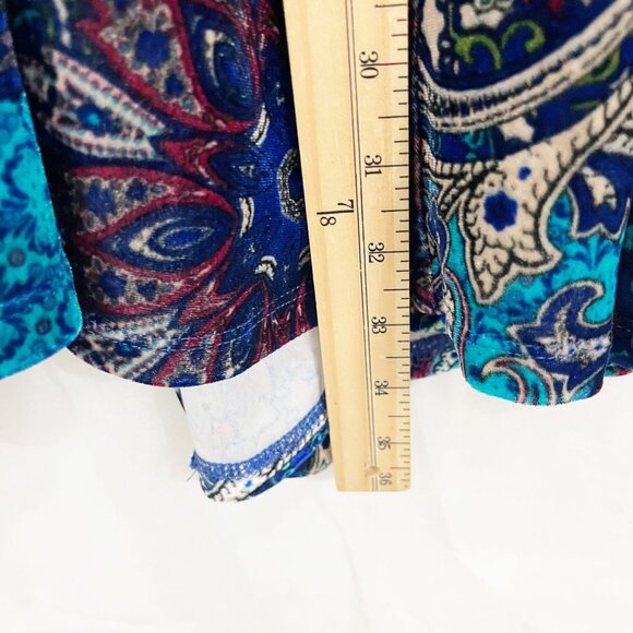 Susan Graver Multicolor Paisley Print Velvet Open Front Cardigan - Size XL - Picture 5 of 5